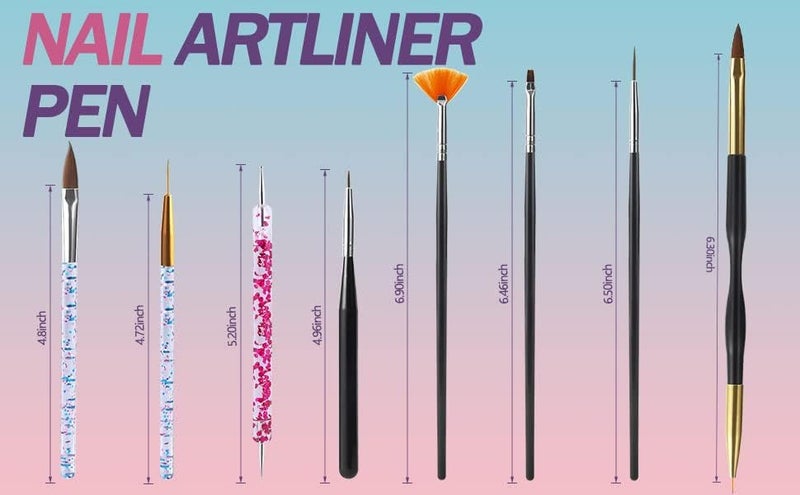 ارتدون مجموعة فرشاشات فن الأظافر Artdone (31 قطعة)، مجموعة أدوات فن الأظافر، أدوات لوضع النقاط، فرشاش لإزالة الغبار، فرشاشات لرسم الخطوط الطويلة، قلم رسم لتصميم طلاء الأظافر الجلي. - Image 3
