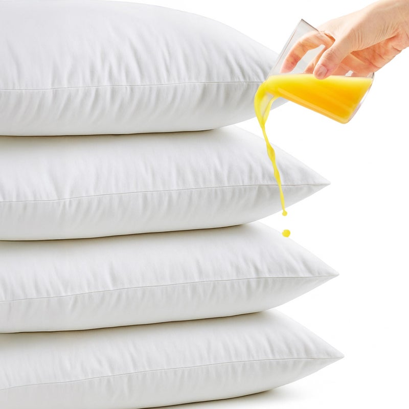 Niagara 4 Pack Waterproof Pillow Protectors Standard 20x26 Inches Smooth Zipper Premium Encasement Covers Quiet Cases Set White