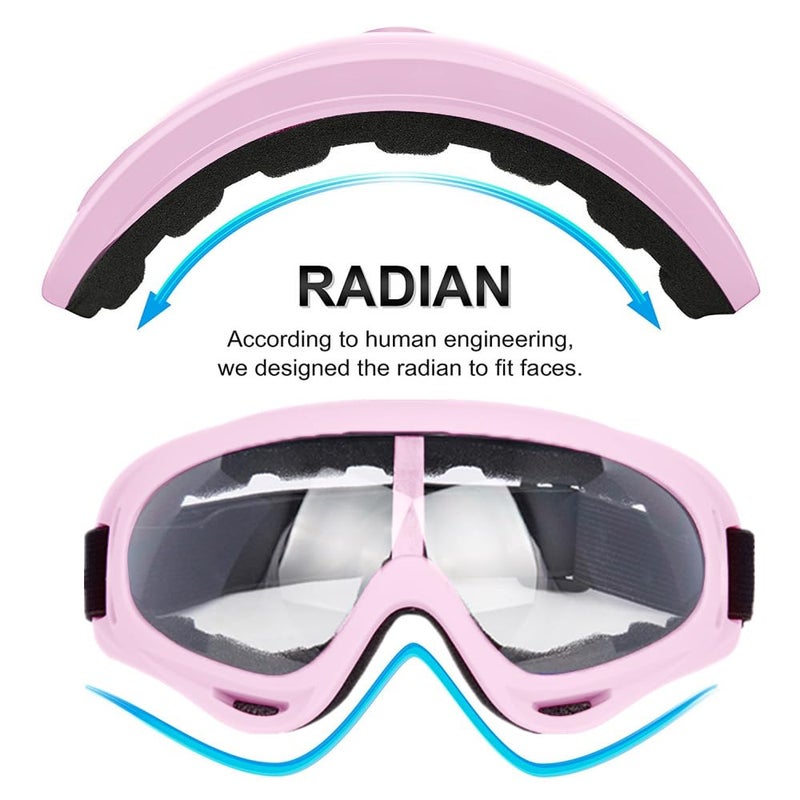 LJDJ Motorcycle Goggles,4 Pack Dirt Bike ATV Motocross Riding Offroad Protective with 4 Pack Neck Breathable Bandana Mask (Light Pink+Rose Pink) - Image 3