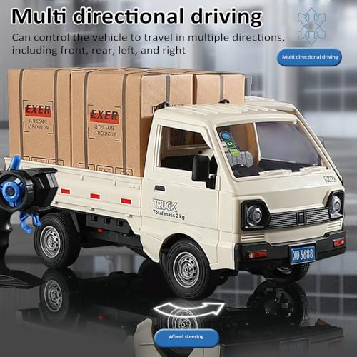 GoolRC Remote Control Car Kei Truck, 1:16 Scale RC Transport Pickup Truck with Spray and Light, 2.4GHz All Terrain RC Cars for Teens and Adults Christmas or Birthday Gift (White) - Image 3