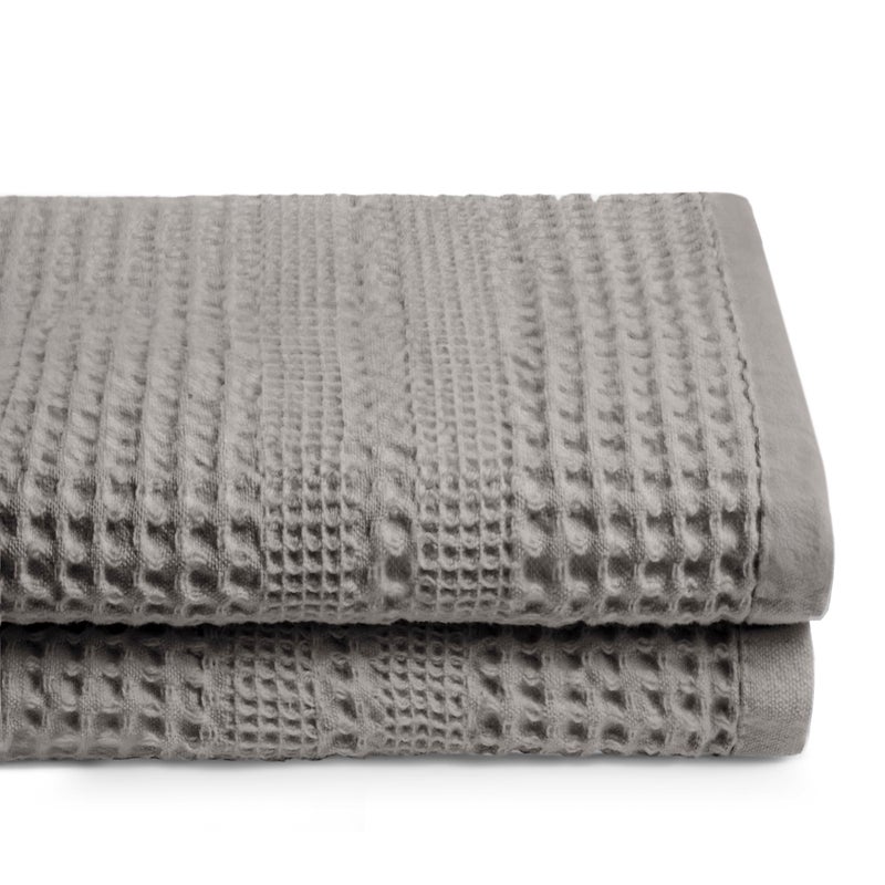 GILDEN TREE Waffle Towels for Bathroom, 100% Cotton Quick Dry Towel, Waffle Bath Towels Large, Absorbent Lightweight Travel Towel, Bath Towels Set of 2, Classic Style (Pewter) - Image 1