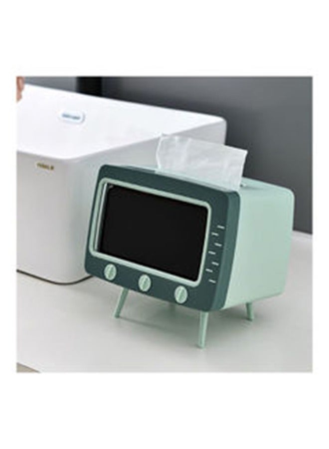 Creative Tissue Box TV Shaped Tissue Box 2-in-1 Tissue Box Phone Holder Multifunctional Mobile Phone Holder Household Tissue Box Phone Holder for Bedroom Home and Office - Image 3