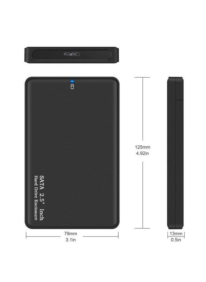 Hard Drive Enclosure for 2.5-inch SATA Interface Hard Drive (SDD/HDD), Support All 2.5inch 7mm-9.5mm SATA HDD/SDD Up to 2TB with USB3.0 Data Cable, Black - Image 2