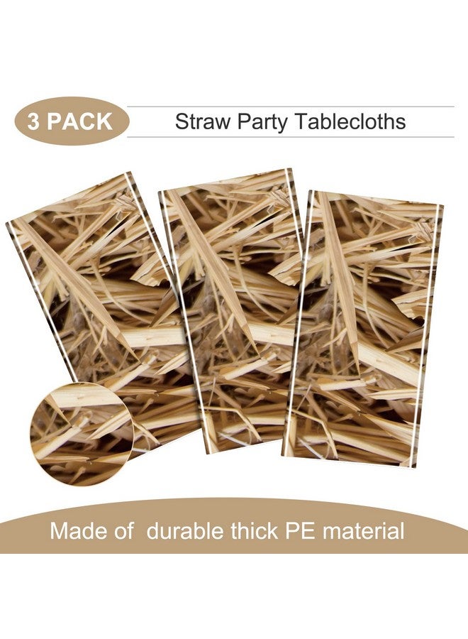Tudomro 3 Pcs Farm Hay Plastic Tablecloth Straw Tablecover Waterproof Western Tablecloth Cowboy Western Party Decorations Birthday Carnivals Hawaiian Luau Party Supplies 54 X 108 Inch - Image 4