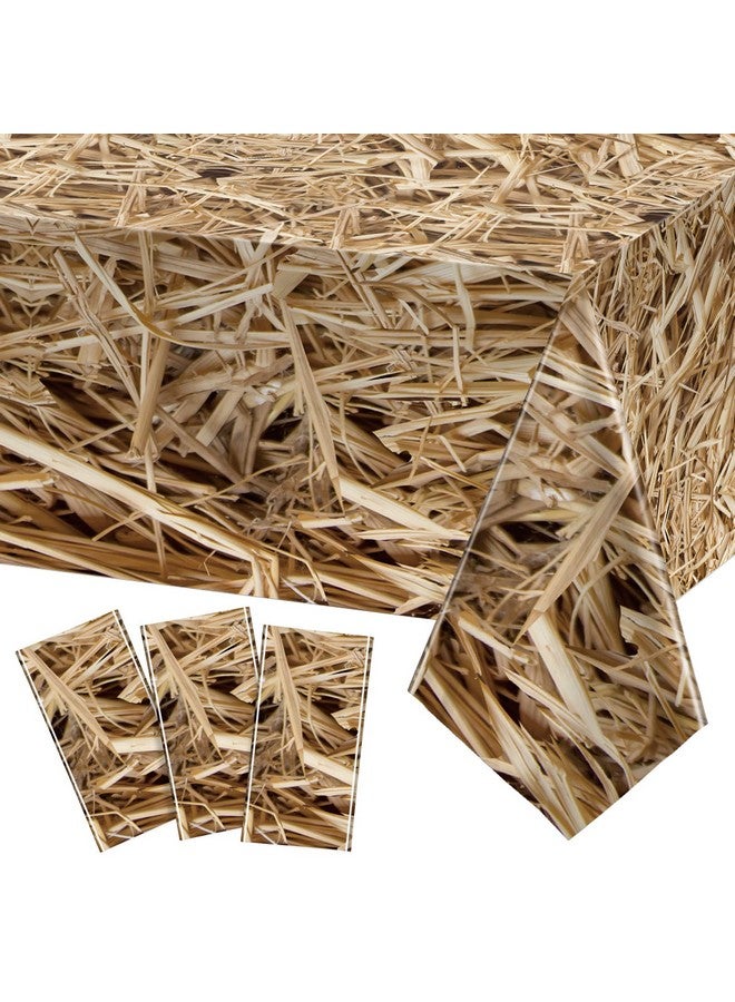 Tudomro 3 Pcs Farm Hay Plastic Tablecloth Straw Tablecover Waterproof Western Tablecloth Cowboy Western Party Decorations Birthday Carnivals Hawaiian Luau Party Supplies 54 X 108 Inch - Image 1