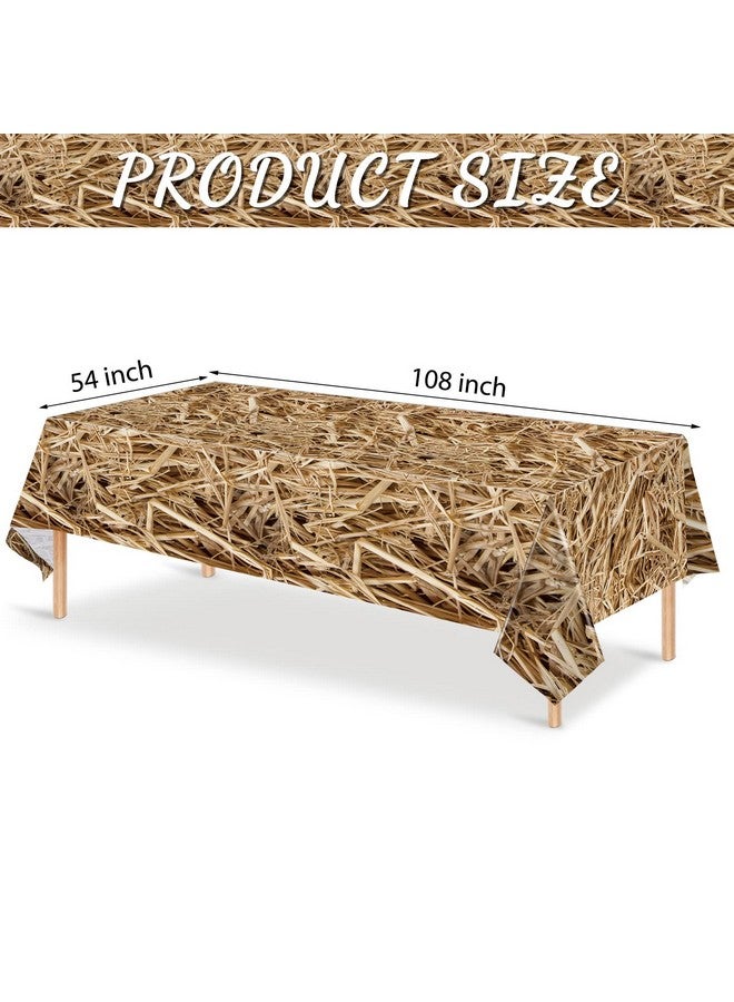 Tudomro 3 Pcs Farm Hay Plastic Tablecloth Straw Tablecover Waterproof Western Tablecloth Cowboy Western Party Decorations Birthday Carnivals Hawaiian Luau Party Supplies 54 X 108 Inch - Image 3