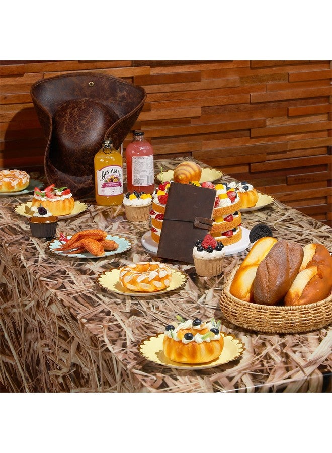 Tudomro 3 Pcs Farm Hay Plastic Tablecloth Straw Tablecover Waterproof Western Tablecloth Cowboy Western Party Decorations Birthday Carnivals Hawaiian Luau Party Supplies 54 X 108 Inch - Image 5