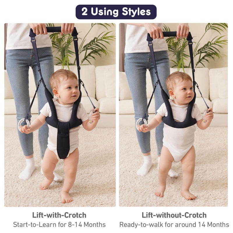 Ocanoiy Baby Walking Helper, Handheld Harness, Infant Toddler Walker Assistant Belt, Standing Support for Babies 8-16 Months (Dark Blue) - Image 2