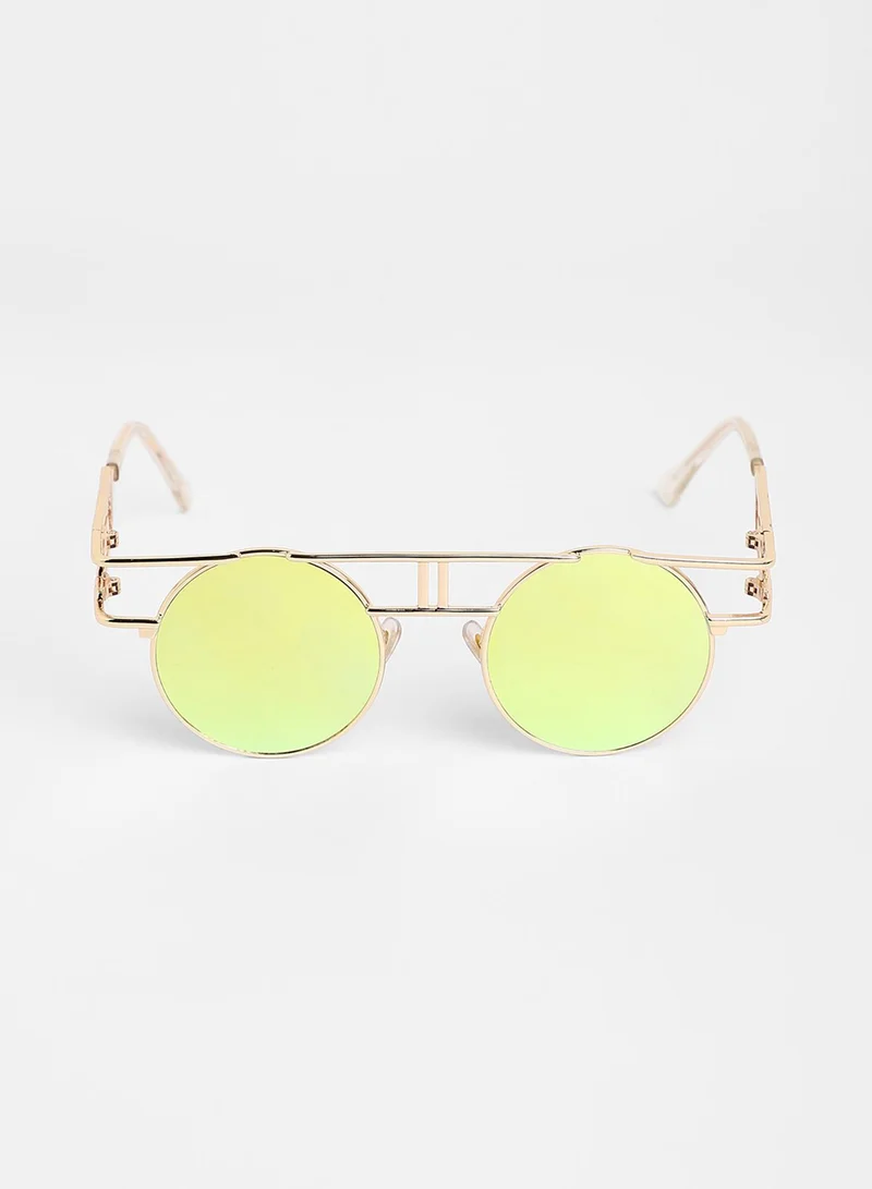 صوص هاوت The Indie Round Sunglasses - Metallic Yellow