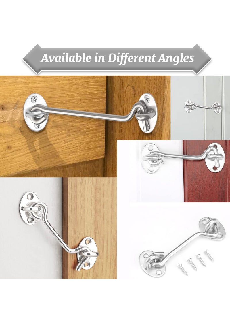 Hook Eye Latch Door Lockm, 2 Pcs 3 Inch Silver Hooks Stainless Steel Heavy Duty Gate Latch with Mounting Screws, Upgrade Heavy Stainless Steel Gate Latch, for Cabinet Closet Door - Image 3