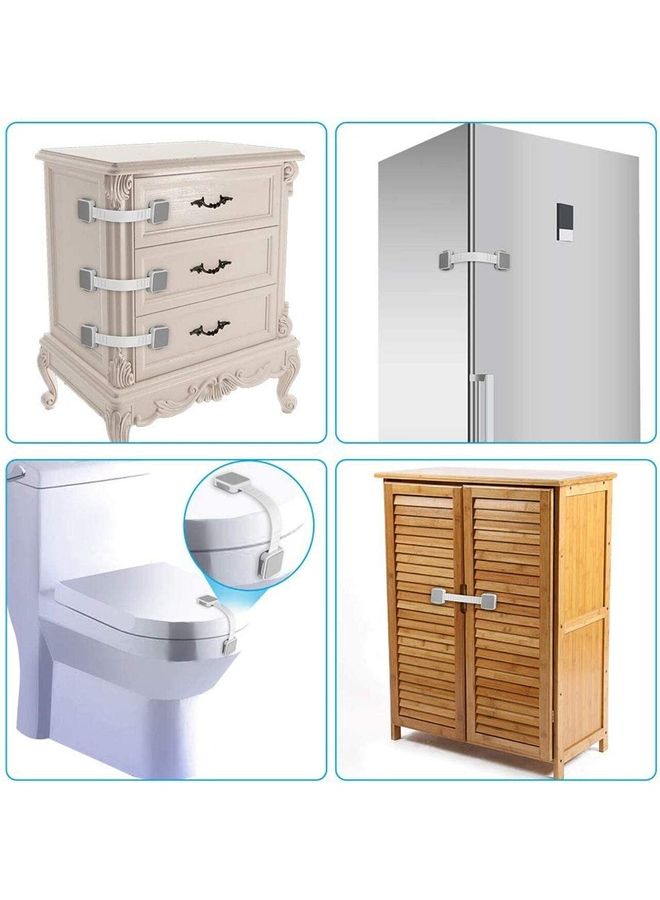 شو وو قفل أمان للأدراج لحماية الأطفال، 6 قطع أبيض - Image 4