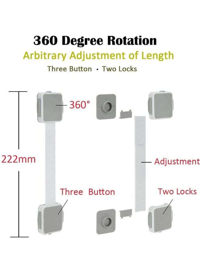 شو وو قفل أمان للأدراج لحماية الأطفال، 6 قطع أبيض - Image 2