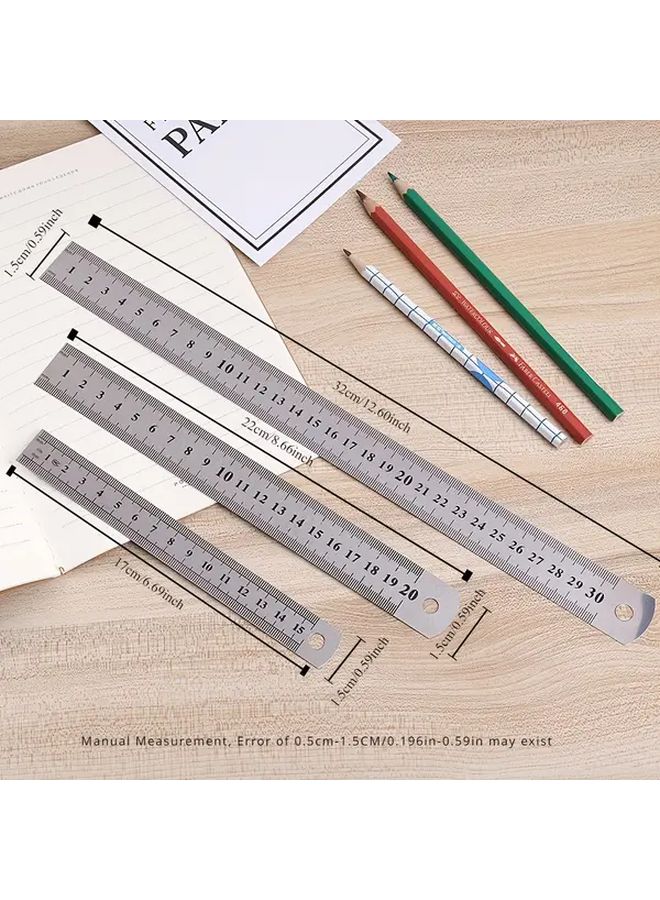 3 Pieces Stainless Steel Ruler Set 6 8 12 Inch Heavy Duty Metal Construction - Image 5