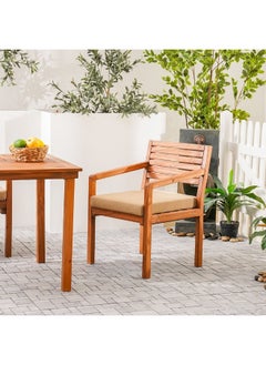 DANUBE HOME Coral Outdoor Garden Wooden Dining Set 4+1 5-Piece Square Dining Set Sturdy Kitchen Dining Table With 4 Dining Chairs 1+4 Seater Modern Design Furniture For Indoor Outdoor Garden Home Dining Room Kitchen  - Image 5