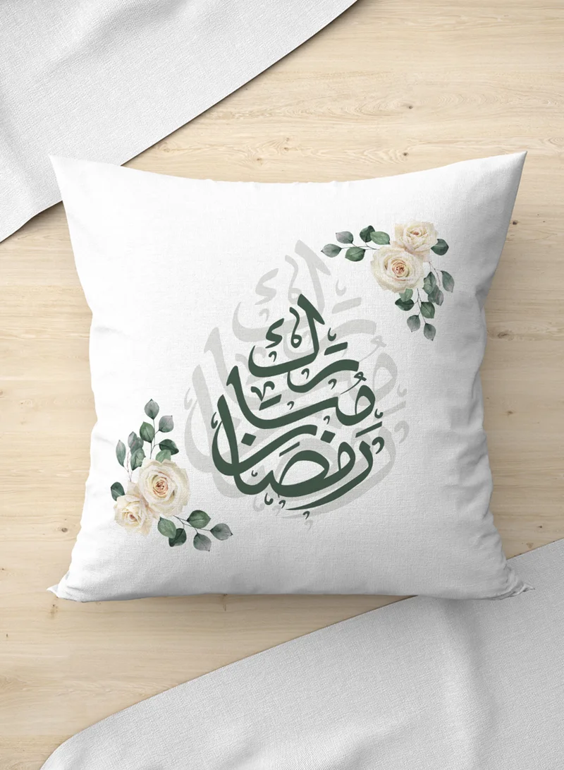 لوحة غطاء وسادة من البوليستر بتصميم رمضان مبارك مع ورود