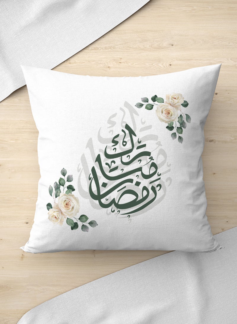 LOWHA Polyester Pillowcase Cushion Cover with Ramadan Mubark and Flowers Design - Image 1