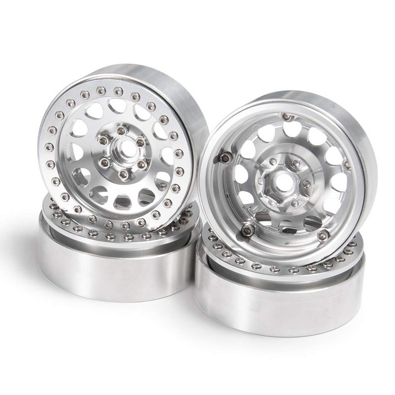 RCLIONS 4PCS Aluminum Alloy 2.2" Beadlock Wheels Rims for 1/10 RC Rock Crawler Car Axial Wraith,SCX10,TRX4-Silver - Image 3