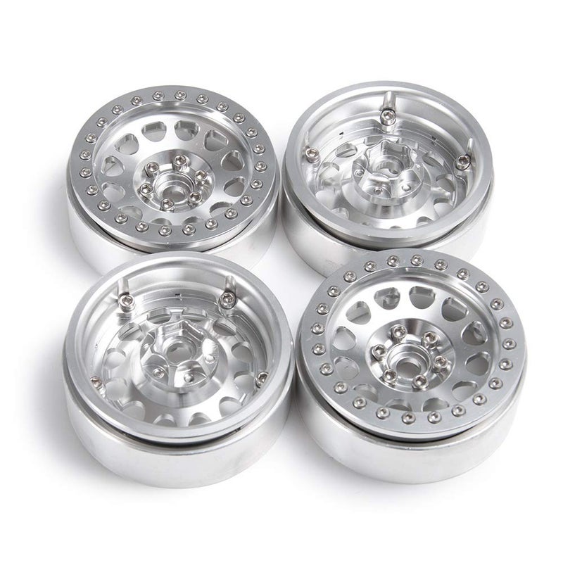 RCLIONS 4PCS Aluminum Alloy 2.2" Beadlock Wheels Rims for 1/10 RC Rock Crawler Car Axial Wraith,SCX10,TRX4-Silver - Image 5