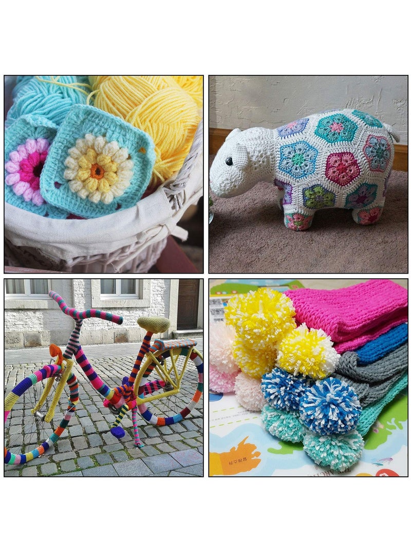 سونسر 6 قطع خيوط أكريليك متعددة الألوان، خيوط كروشيه متعددة الألوان مع خطافات كروشيه إبر حياكة إبر الحياكة مجموعة علامات غرز ودبابيس برأس لؤلؤي - Image 5