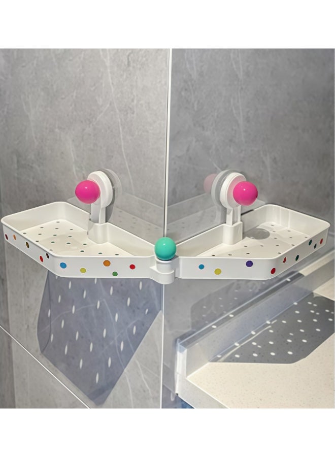Adjustable 90° & 180° Suction Cup Bathroom Shelf, No Drill Wall Mount Shower Caddy, Dual Modes Corner & Straight Toiletry Storage Organizer, Heavy Duty Rustproof Removable Thickened Plastic Sink Storage Rack with Drainage Holes - Image 2