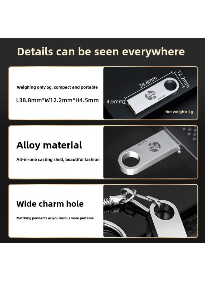 Mini Car USB Mini Music USB 64G Metal Portable USB Lossless High-speed USB Logo Can Be Changed-Color:Frosted Gunmetal Color-Capacity:32GB  - Image 4