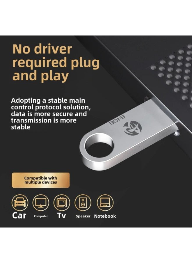 Mini Car USB Mini Music USB 64G Metal Portable USB Lossless High-speed USB Logo Can Be Changed-Color:Frosted Gunmetal Color-Capacity:32GB  - Image 3