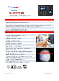 VisualNex VisualNex Biometric Fingerprint Attendance VN800  - Image 2
