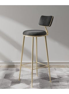 DubaiGallery Flannel Bar Stools Round Seat, Modern Casual High Barstool Chairs with Back Footrest, Counter Cafe Kitchen Breakfast Pub  - Image 1