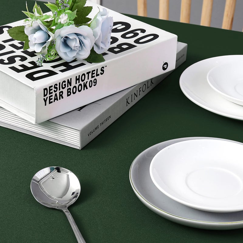 Wewoch Hunter Green Rectangle Tablecloth Wrinkle Resistant Washable Fabric Table Cloth for Dining Kitchen  Parties Weddings and Outdoor Use 60 Inch by 120 Inch - Image 5