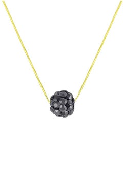18K Pure Gold Crystal Stone Ball Pendant Necklace