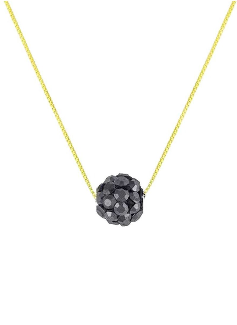 Hamsa.ae - 18K Pure Gold Crystal Stone Ball Pendant Necklace - Image 1