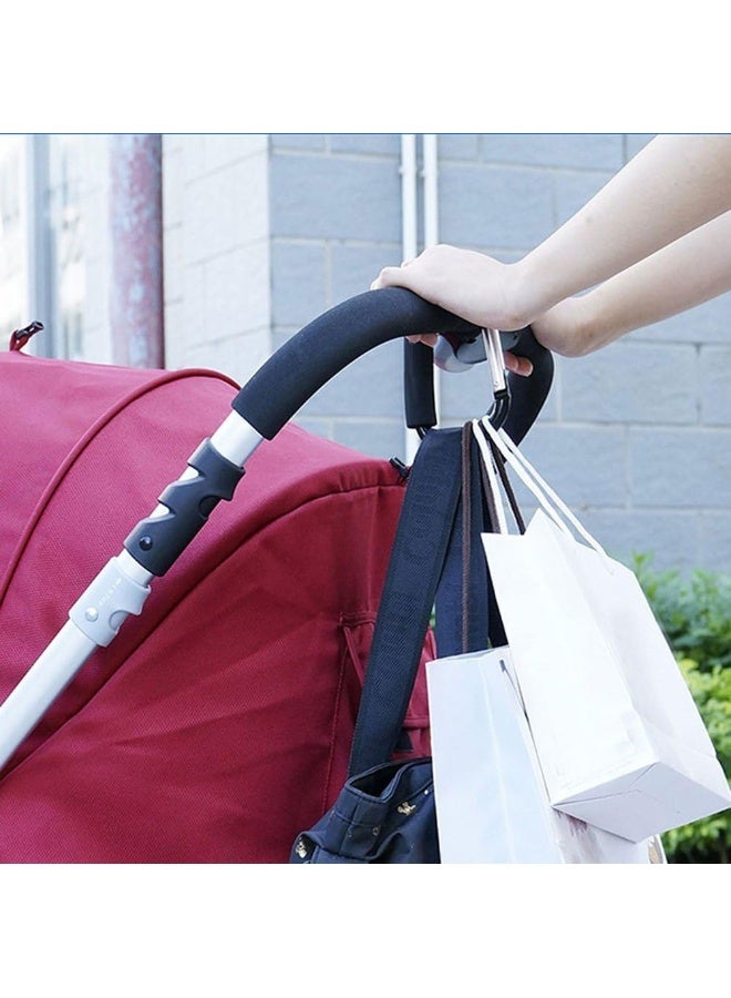 Newraturner Large Stroller Hooks for Mommy, 2 pcs Carabiner Stroller Hook Organizer for Hanging Purses, Diaper Bag, Shopping Bags. Clip Fits Single/Twin Travel Systems, Car Seats (Black+Rose) - Image 3