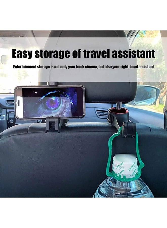 Generic 2 PCS Universal 2 in 1 Car Seat Hooks for Purses and Bags with Phone Holder, Automobile Headrest Handbag Holder Hangers Organizers, Multifunctional Car Hanger Hooks Blue  - Image 2