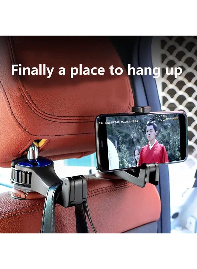 Generic 2 PCS Universal 2 in 1 Car Seat Hooks for Purses and Bags with Phone Holder, Automobile Headrest Handbag Holder Hangers Organizers, Multifunctional Car Hanger Hooks Blue  - Image 3