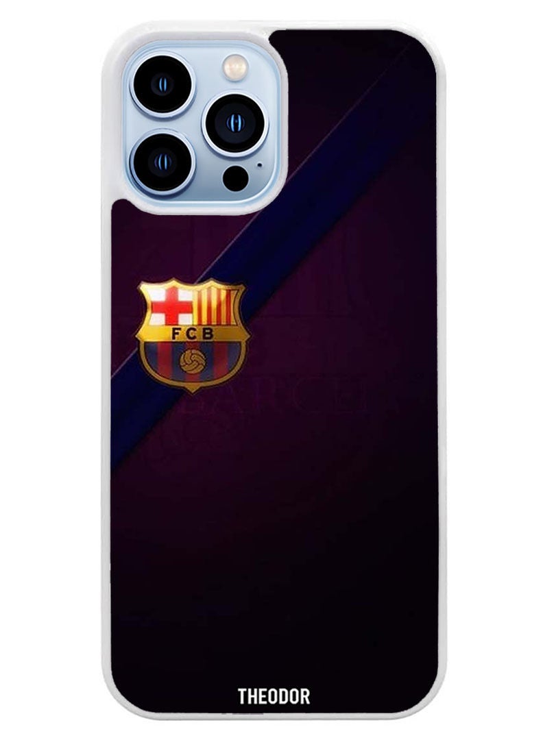 Theodor Protective Case Cover For APPLE IPHONE 14 Pro Max Minimal Barca Logo (White Bumper) - Image 1