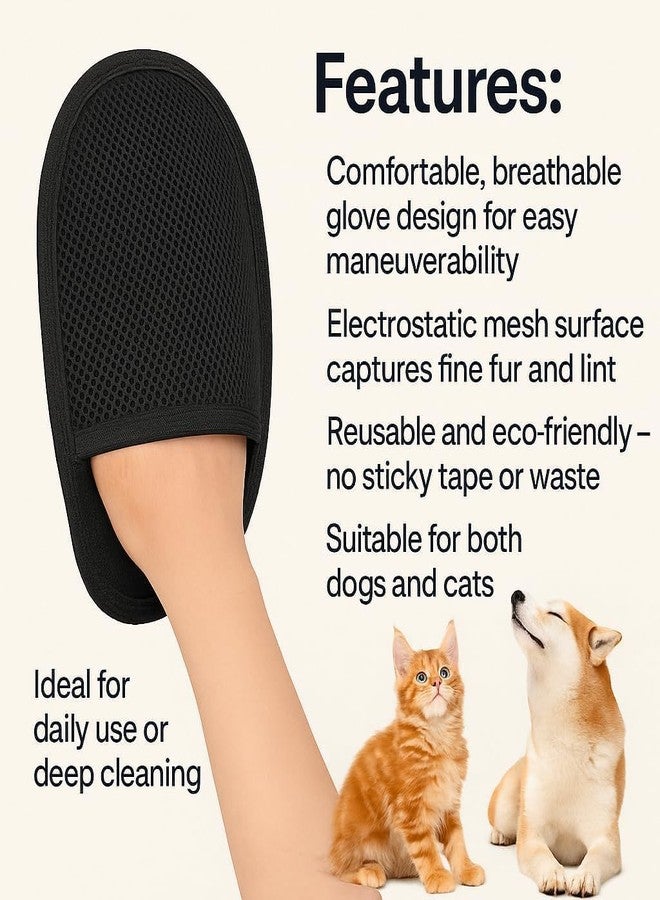 Blendura Double-Sided Pet Hair Remover Glove Reusable Electrostatic Deshedding Grooming Mitt for Dogs and Cats Removes Fur from Clothes Sofa Carpet Car Seats Soft Portable Tool - Image 2
