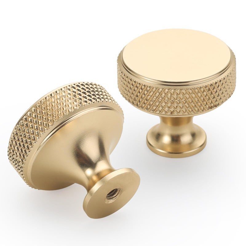 9BUILD 10 Pack 12 Inch Brushed Gold Cabinet Knobs Knurled Kitchen Dresser Knobs for Cabinets and Drawers - Image 2