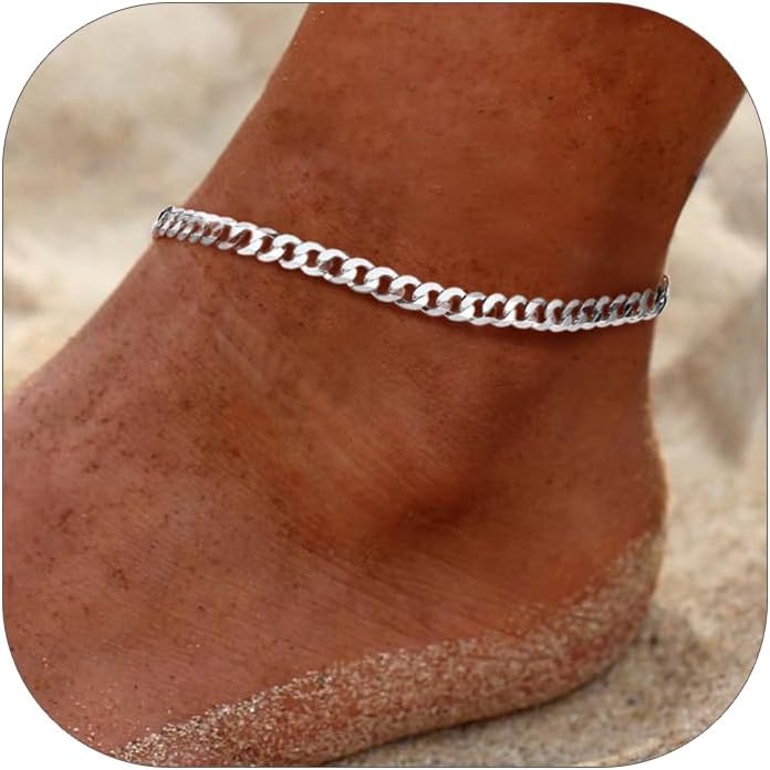 PROSILVER 925 Sterling Silver Ankle Bracelets For Women, Stylish Chain Anklets, Summer Beach Jewelry, 8.6-10.6 Inch Adjustable, Come with Box - Image 1