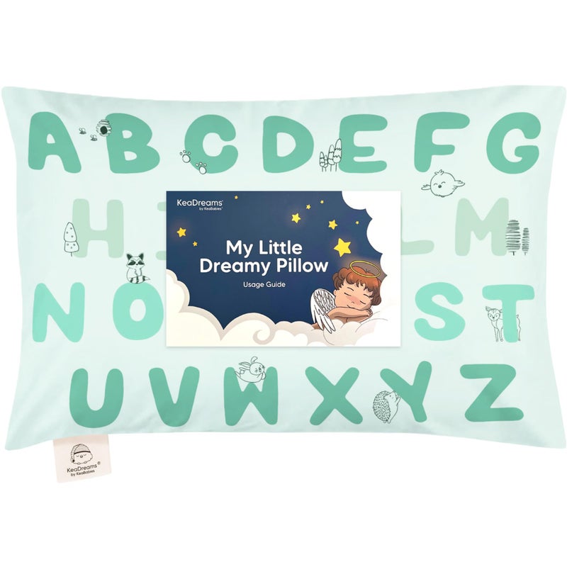 KeaBabies Toddler Pillow with Pillowcase 13x18 My Little Dreamy Kids Travel Bed Pillows for Sleeping Organic Cotton Small Pillowcase Soft Breathable Machine Washable Toddlers 25 years old KeaABC Mint