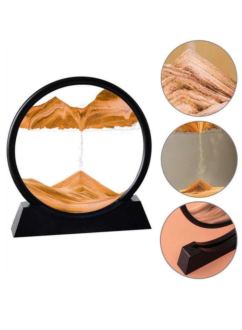 كيلا 7 بوصة 3D 3D فن الرمال المتحركة فن الرمال المتحركة زجاج دائري زجاجي مستدير زجاجي في أعماق البحر مع حامل ديكور فن المناظر الطبيعية الحركية المريحة ديكور الرمال المتحركة ديكور لوحة الرمال المتحركة ديكور فن سطح المكتب للأطفال الكبار فن سطح المكتب - برتقالي - Image 1