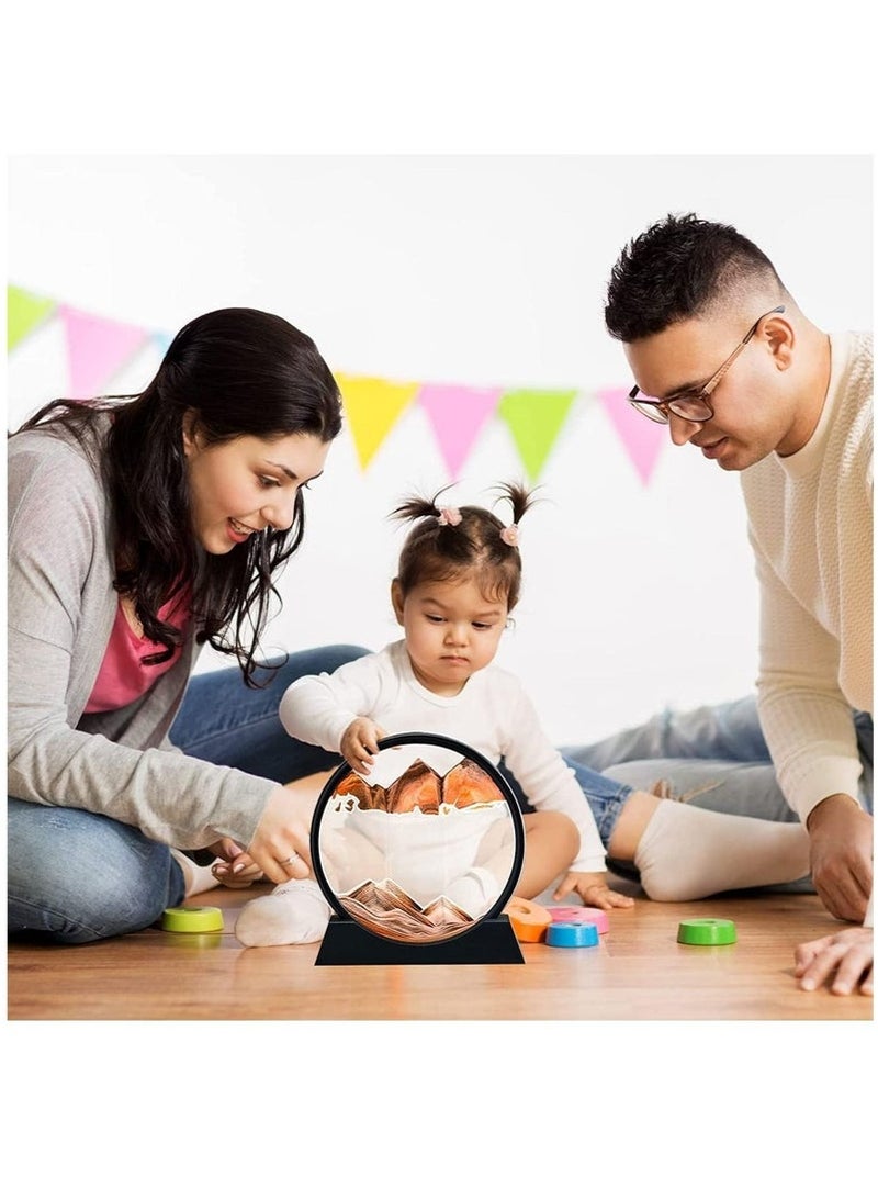 كيلا 7 بوصة 3D 3D فن الرمال المتحركة فن الرمال المتحركة زجاج دائري زجاجي مستدير زجاجي في أعماق البحر مع حامل ديكور فن المناظر الطبيعية الحركية المريحة ديكور الرمال المتحركة ديكور لوحة الرمال المتحركة ديكور فن سطح المكتب للأطفال الكبار فن سطح المكتب - برتقالي - Image 4