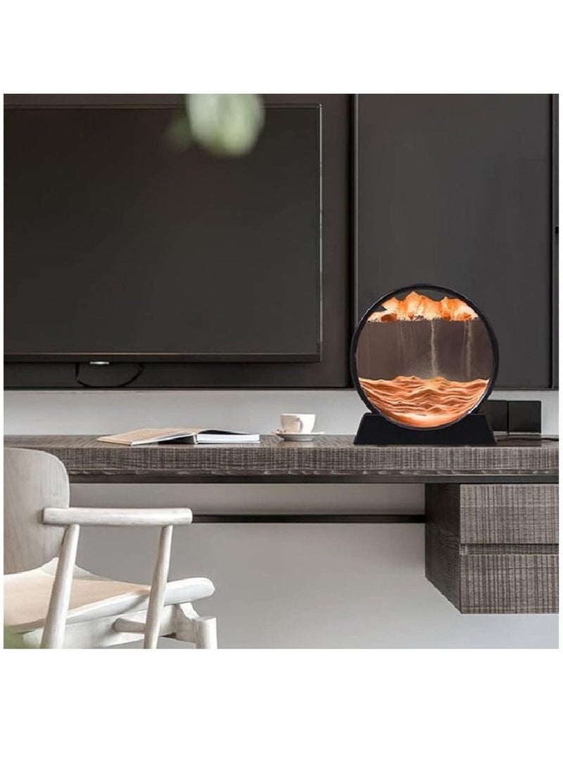 كيلا 7 بوصة 3D 3D فن الرمال المتحركة فن الرمال المتحركة زجاج دائري زجاجي مستدير زجاجي في أعماق البحر مع حامل ديكور فن المناظر الطبيعية الحركية المريحة ديكور الرمال المتحركة ديكور لوحة الرمال المتحركة ديكور فن سطح المكتب للأطفال الكبار فن سطح المكتب - برتقالي - Image 2