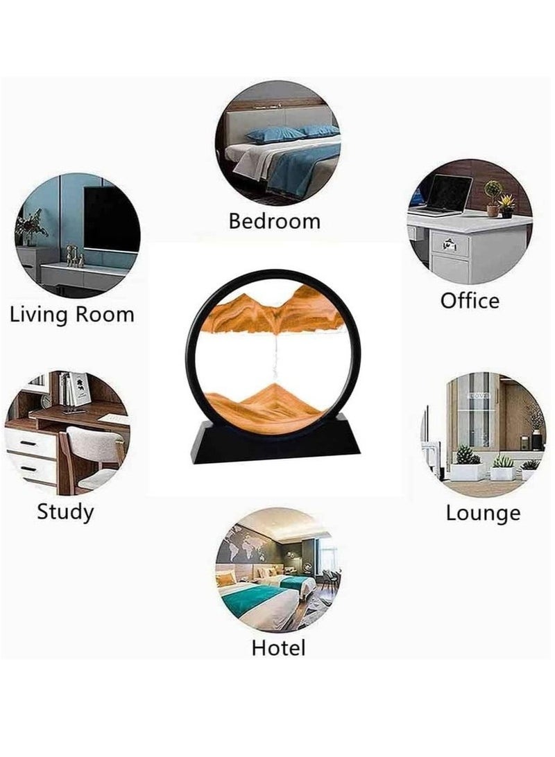 كيلا 7 بوصة 3D 3D فن الرمال المتحركة فن الرمال المتحركة زجاج دائري زجاجي مستدير زجاجي في أعماق البحر مع حامل ديكور فن المناظر الطبيعية الحركية المريحة ديكور الرمال المتحركة ديكور لوحة الرمال المتحركة ديكور فن سطح المكتب للأطفال الكبار فن سطح المكتب - برتقالي - Image 5