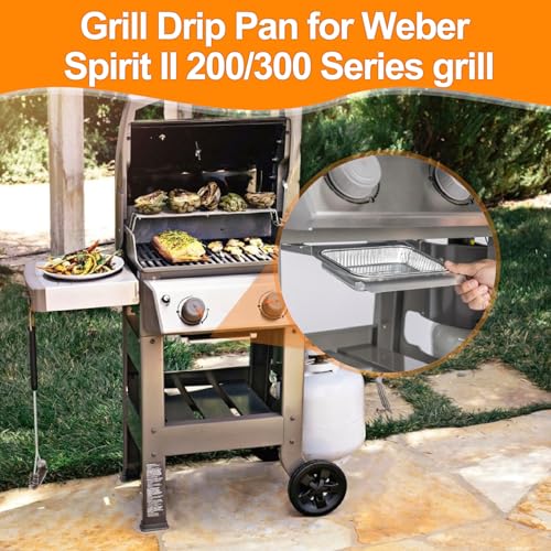 SafBbcue 67047 Grease Catch Pan Drip Pan for Spirit II E/S 210, E/S 220 Spirit II E/S 310, E/S 320, E/S 330 Genesis II 200 300 Grease Drip Tray with 12pcs Aluminum Foil Liner - Image 4