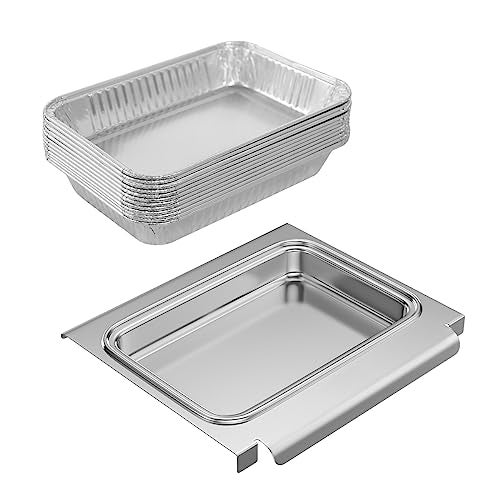 SafBbcue 67047 Grease Catch Pan Drip Pan for Spirit II E/S 210, E/S 220 Spirit II E/S 310, E/S 320, E/S 330 Genesis II 200 300 Grease Drip Tray with 12pcs Aluminum Foil Liner - Image 1