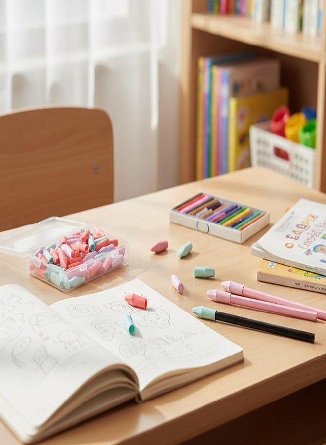 HSNOHSN 40 Pcs Pencil Top Erasers, Cap Pencil Eraser Toppers, Erasers Cap for Home School Classroom Office, 3 Colors - Image 3