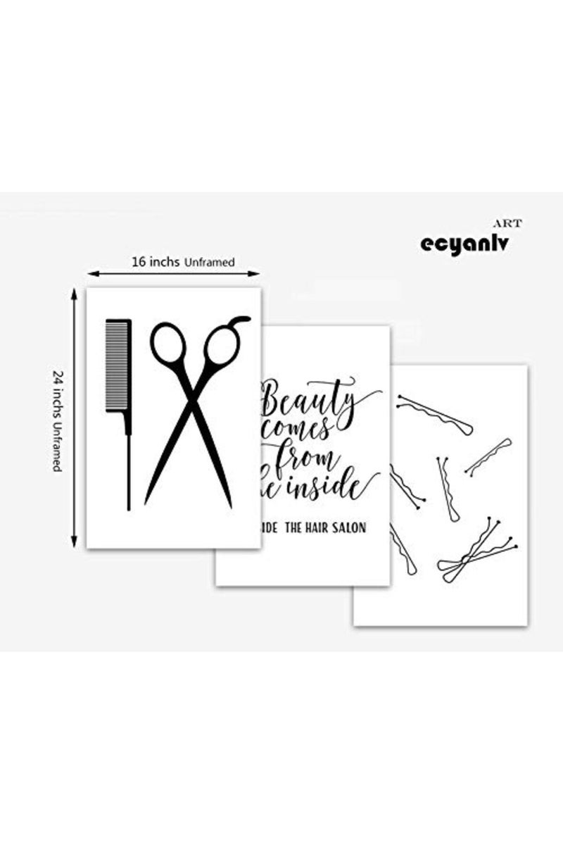 Ecyanlv Hair Salon Wall Art Beauty Salon Pictures Wall Decor Fashion Canvas Art Beauty Shop Wall Art Modern Prints Vanity Wall Painting for Beauty Room Poster Makeup Wall Art Hairstylist Beautician Unframed - Image 5