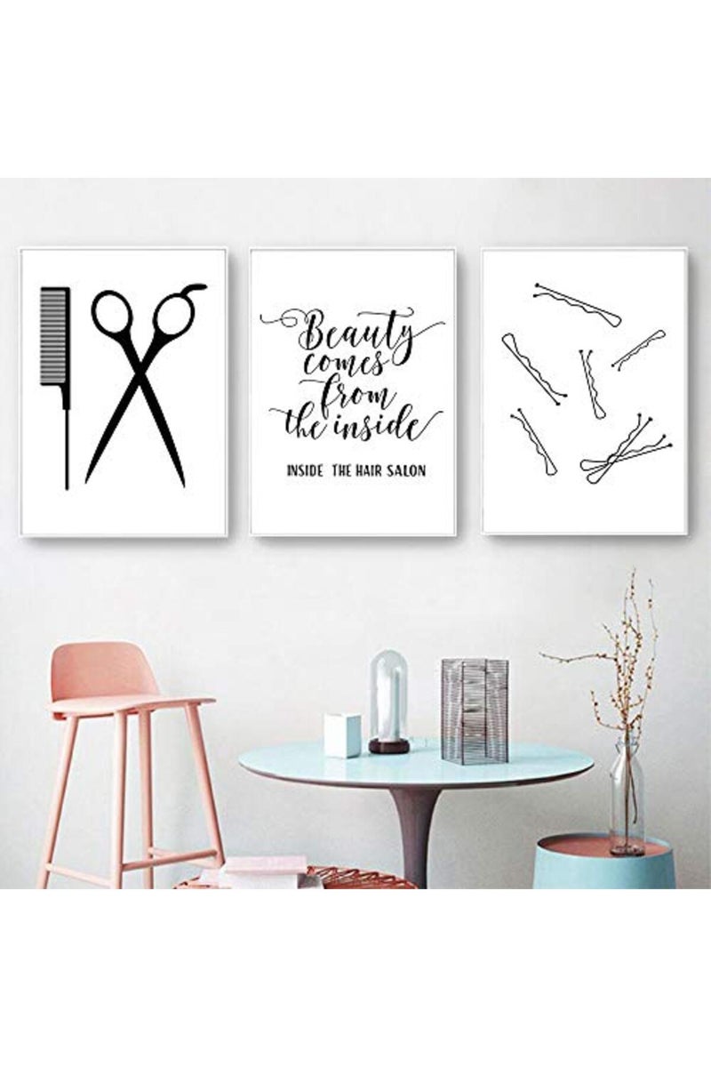 Ecyanlv Hair Salon Wall Art Beauty Salon Pictures Wall Decor Fashion Canvas Art Beauty Shop Wall Art Modern Prints Vanity Wall Painting for Beauty Room Poster Makeup Wall Art Hairstylist Beautician Unframed - Image 2