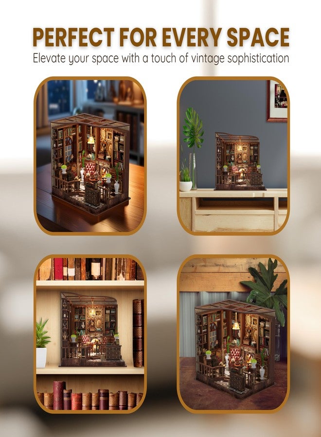Nimpro Left Bank Study DIY Book Nook Kit for Adults - 3D Wooden Puzzles for Adults Miniature Library with LED Light, 248 Pieces, Book Nook Shelf Insert for Bookshelf, Crafts and Gifts - Image 4