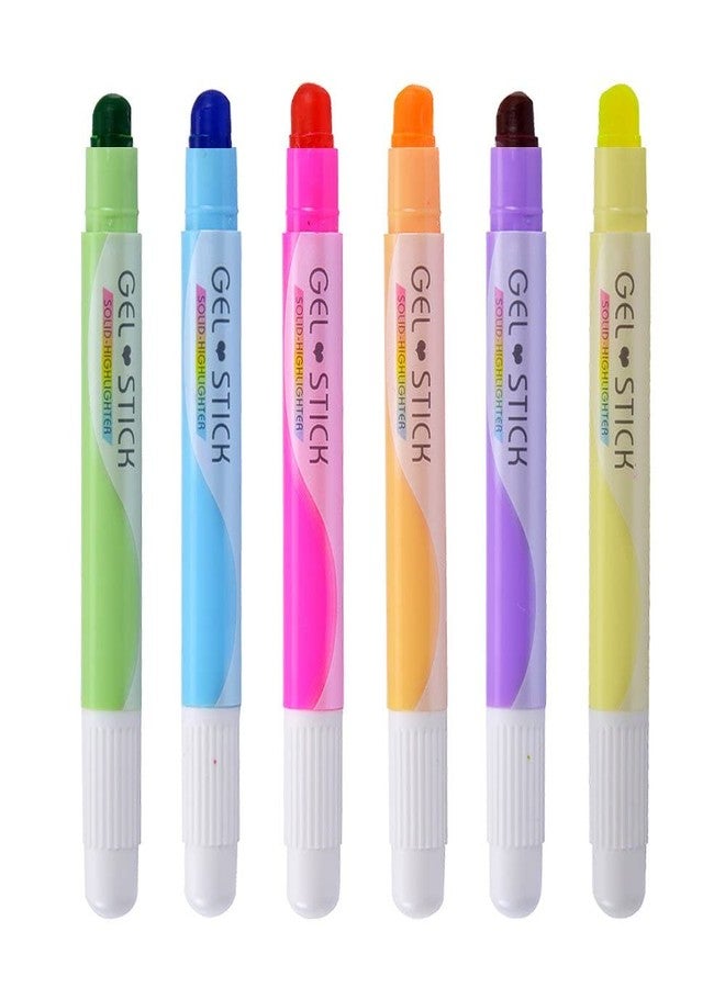 SAMVARDHAN Gel Highlighters Solid Highlighter Stick Cute Cool Novelty Solid Accent Pen Office School Supplies Student Children (6 Assorted Color) - Image 1